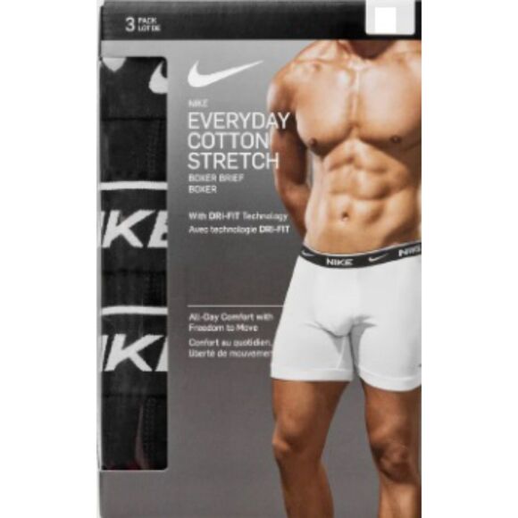 Nike Men`s Everyday Cotton Stretch Boxer Briefs 3 Pack Size XL (1220) - Picture 1 of 2